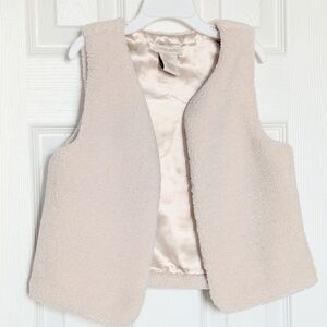 Cynthia Rowley Kids' (Size 7-8) Ivory Sherpa Open-Front Vest